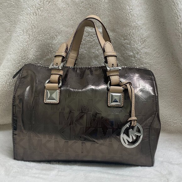 Michael Kors Grayson Mirror Metallic Bronze Medium Satchel - Picture 1 of 14